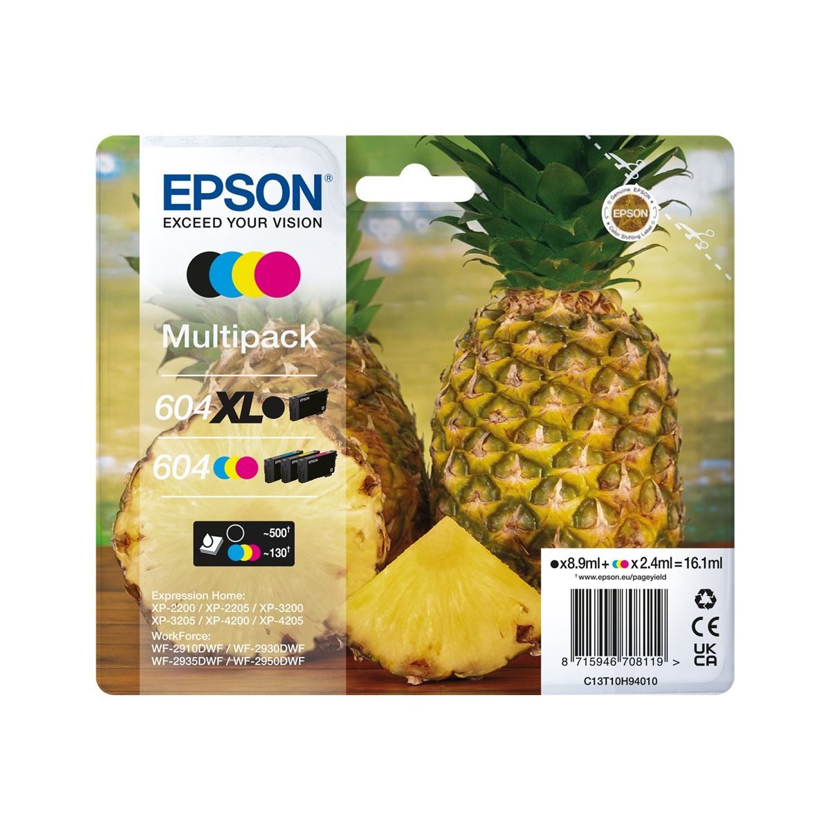 Pack 4 tinteiros originais Epson 604XL / 604 (C13T10H94010)