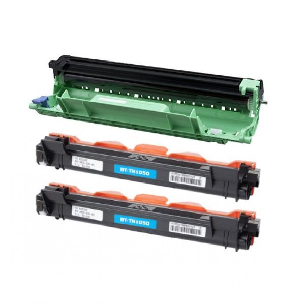 Pack 1 Tambor DR1050 e 2 Toners TN1050 compatíveis Brother