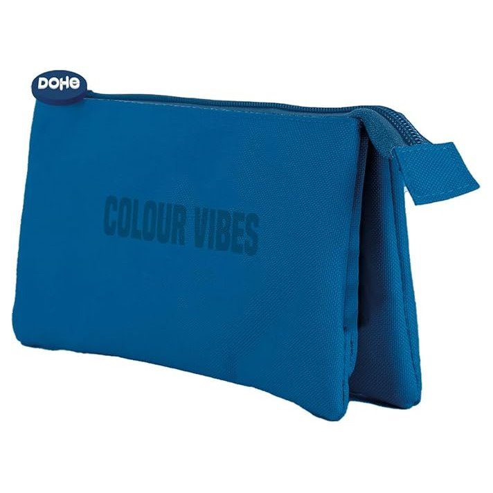 Estojo escolar Dohe Colour Vibes - 3 compartimentos / Azul