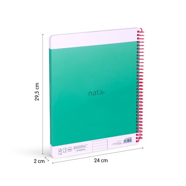Caderno pautado Milan Nata 624 - Espiral / A4 / 80 folhas / Verde
