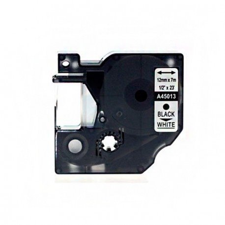 Fita compatível Dymo D1 45013 preto / branco - 12mm x 7m (S0720530)