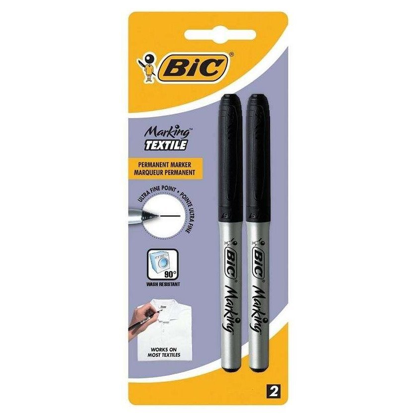 Pack 2 Marcadores Permanentes Bic Marking Textile para têxteis - Preto