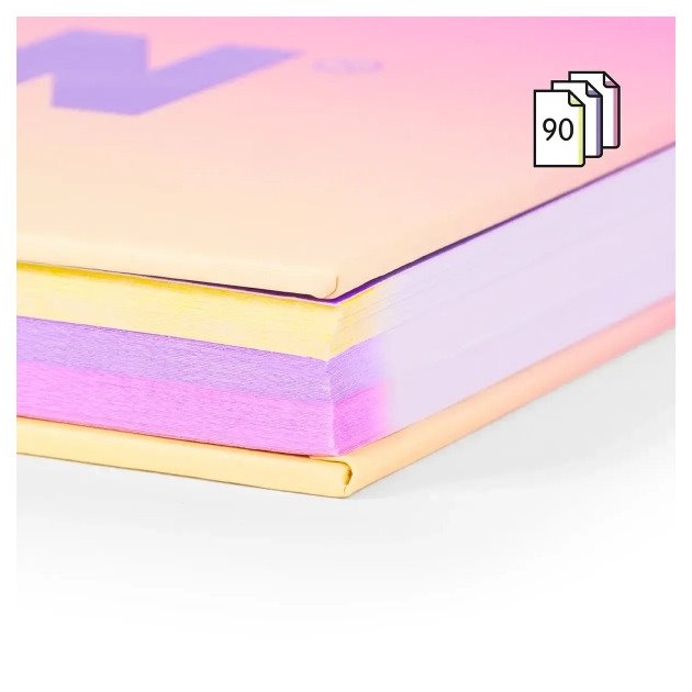 Caderno quadriculado Milan Sunset - Espiral / A4 / 90 folhas / Amarelo e Rosa