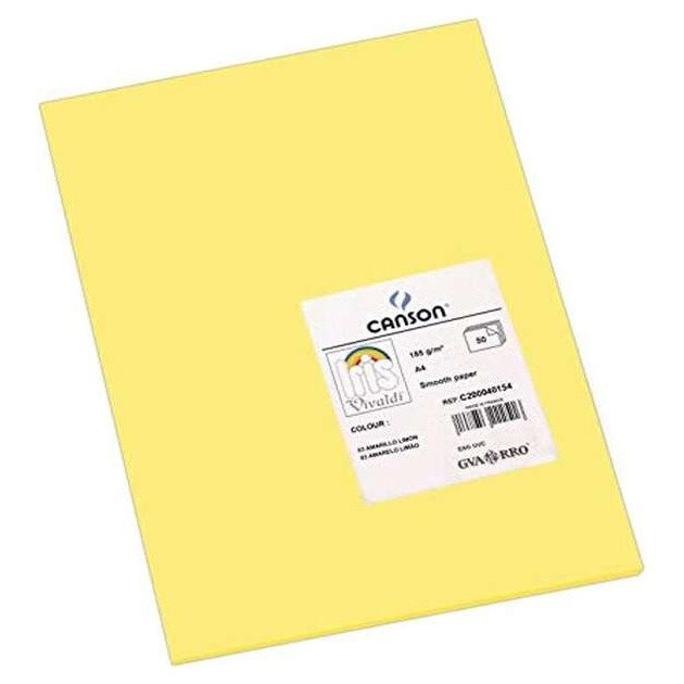 Pack de 50 Cartolinas Canson Iris - 185 g/m2 / A4 / Amarelo limão