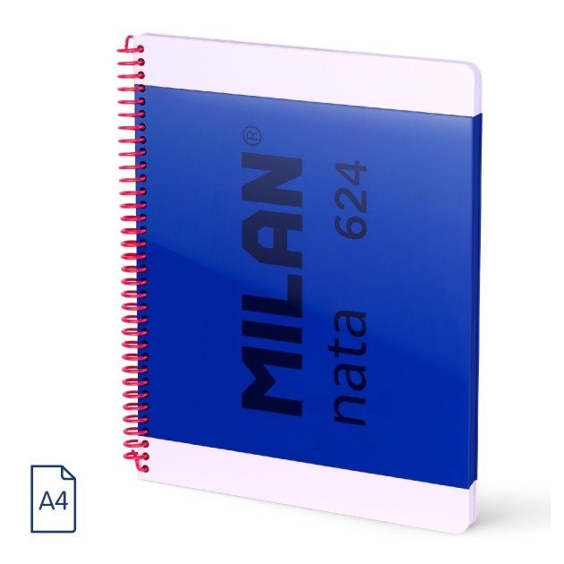 Caderno quadriculado Milan Nata 624 - Espiral / A4 / 80 folhas / Azul