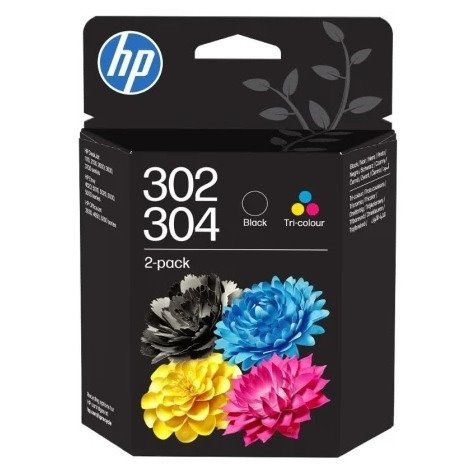 Pack 2 tinteiros originais hp 302 / 304 preto + cores - b82l1ae / x4d37ae / 3jb05ae