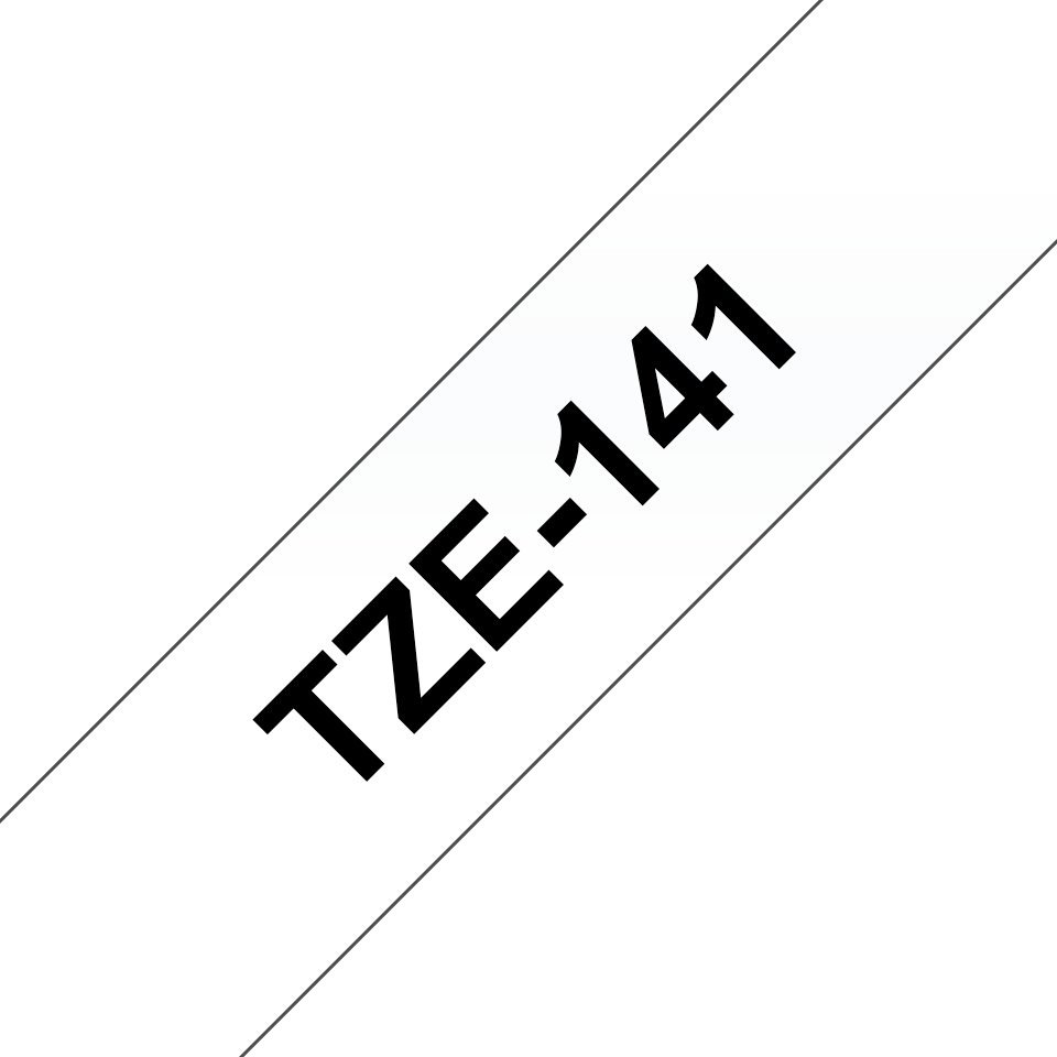 Fita laminada compatível Brother tze141 - texto preto / fundo transparente - 18mm x 8m