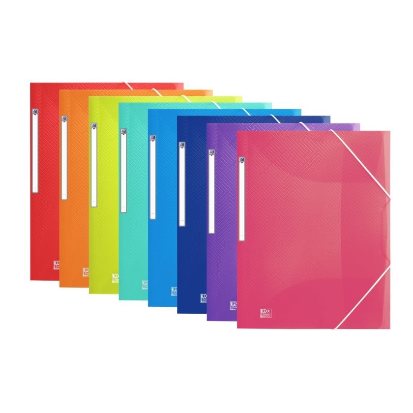 Pack 10 pastas com elástico Oxford Urban - A3 / Plástico translúcido / Cores sortidas