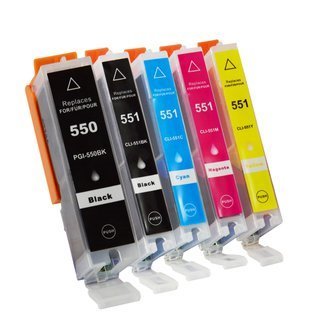 Pack 5 tinteiros compatíveis Canon 550XL / 551XL