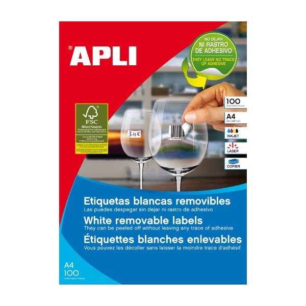 Etiquetas removíveis Apli 105 x 148 mm (100 folhas / 4 por folha)