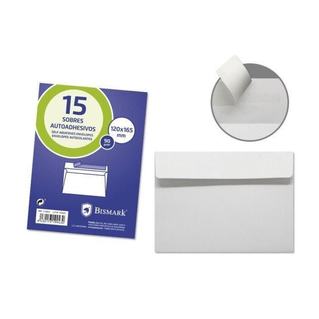 Envelopes C6 Bismark 120x165mm - branco / papel 90g / autoadesivo / 15un