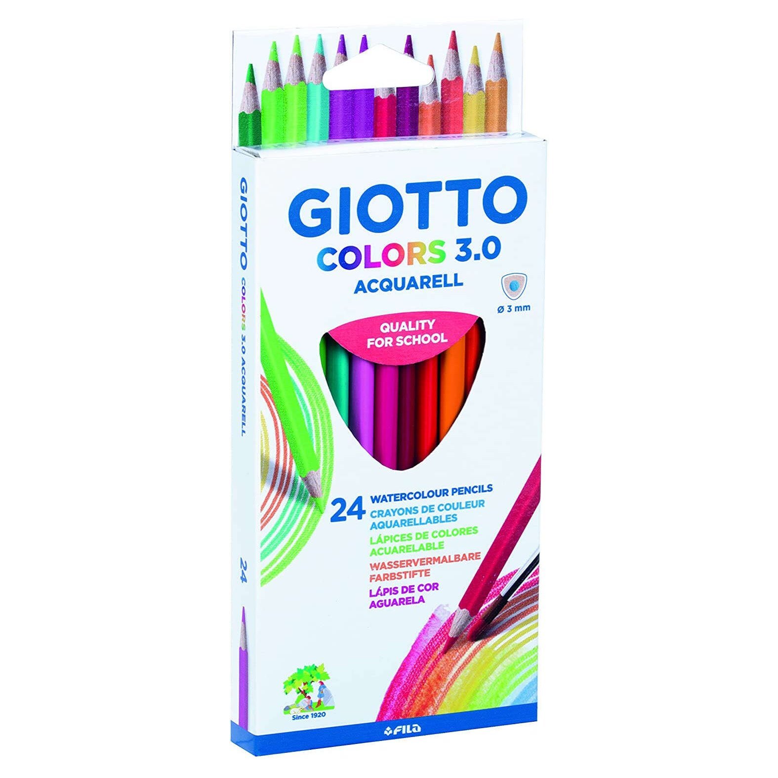 Pack 24 lápis de cor Giotto Colors 3mm - aguarelável