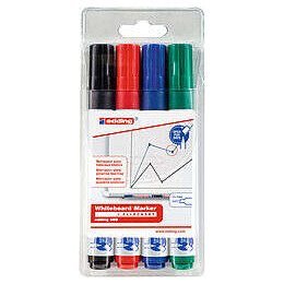 Pack 4 Marcadores Edding 660 para Quadro Branco - Traço 1,5 e 3 mm / cores sortidas