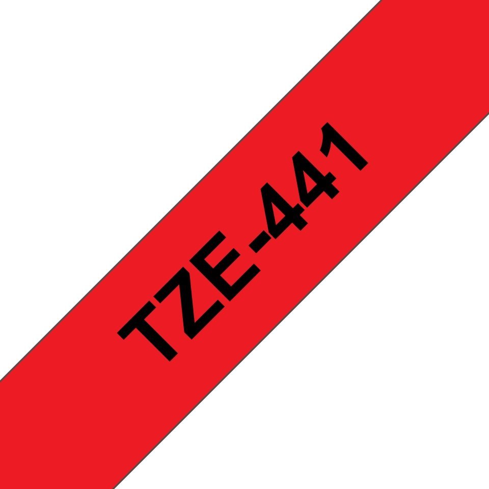Fita laminada compatível Brother tze441 - texto preto / fundo vermelho - 18mm x 8m