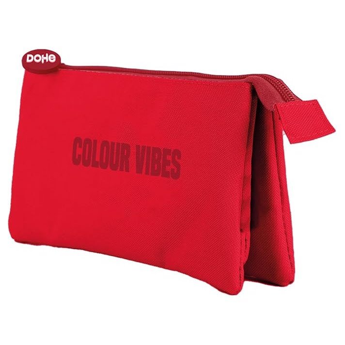 Estojo escolar Dohe Colour Vibes - 3 compartimentos / Vermelho