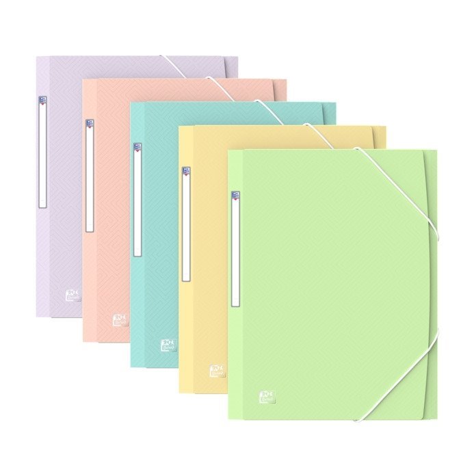 Pack 10 pastas com elástico Oxford Urban - A4 / Plástico / Cores pastel sortidas