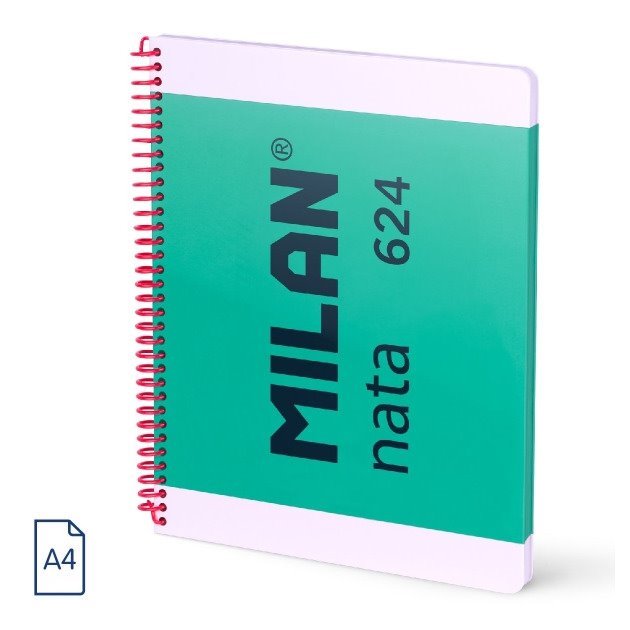 Caderno liso Milan Nata 624 - Espiral / A4 / 80 folhas / Verde