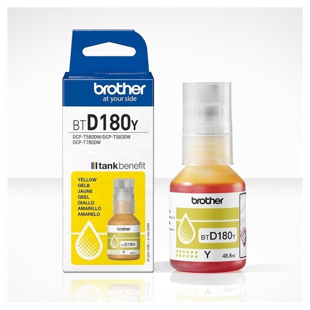 Garrafa de tinta original brother btd180y amarelo