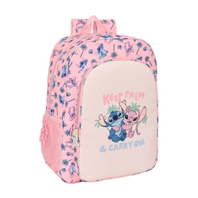 Mochila infantil Safta Stitch Beach - Adaptável a carro / Asa de mão / 33x42x14 cm / Rosa