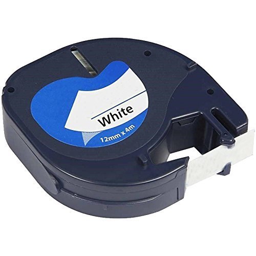 Etiquetas compatíveis Dymo LetraTag S0721610/S0721660 - preto / branco- 12mm x 4m (91201/91221)