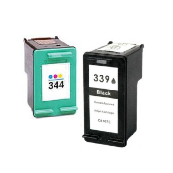 Pack 2 Tinteiros compatíveis Hp 339 preto + Hp 344 cores
