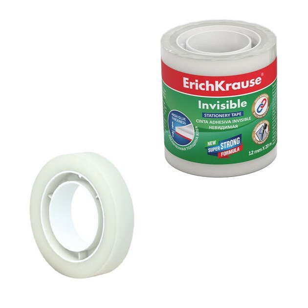 Pack 4 rolos Fita Adesiva invisível 12mmx20m - ErichKrause Invisible
