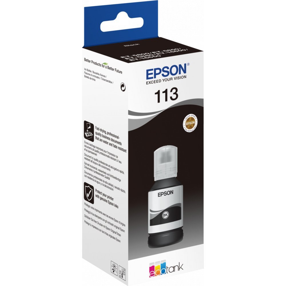 Tinta original Epson Ecotank 113 Preto pigmentada - C13T06B140