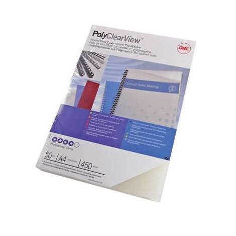 Pack de 100 capas de encadernação GBC PolyClearView – A4 / 300 mícrons / transparente mate