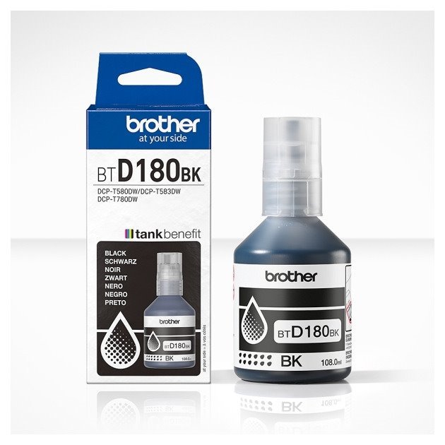 Garrafa de tinta original brother btd180bk preto 