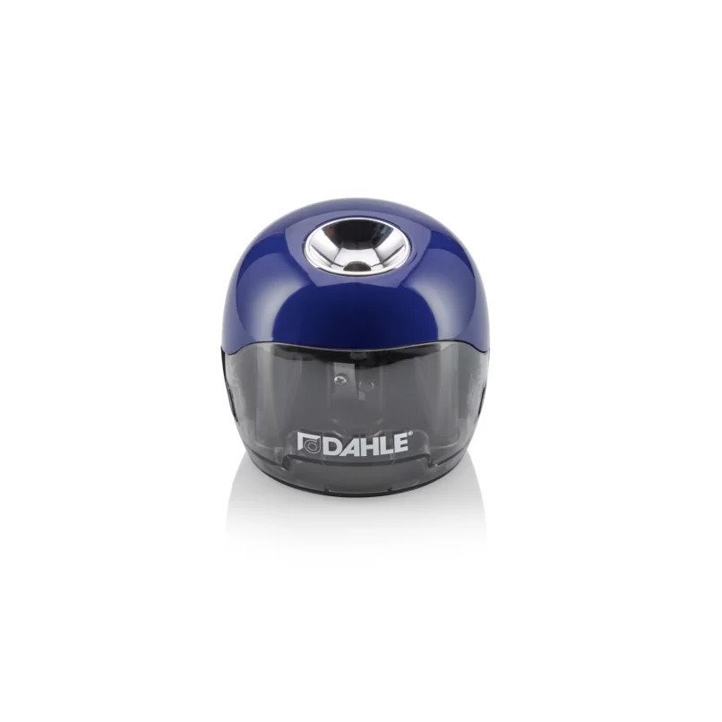 Afia lápis elétrico Dahle 250 - Para lápis de 8 mm / Grande depósito transparente / Funciona com pilhas AA / Azul