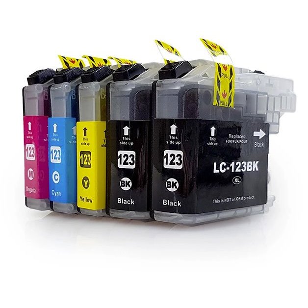 Pack 5 tinteiros compatíveis Brother LC123 / LC121 (CMYK)