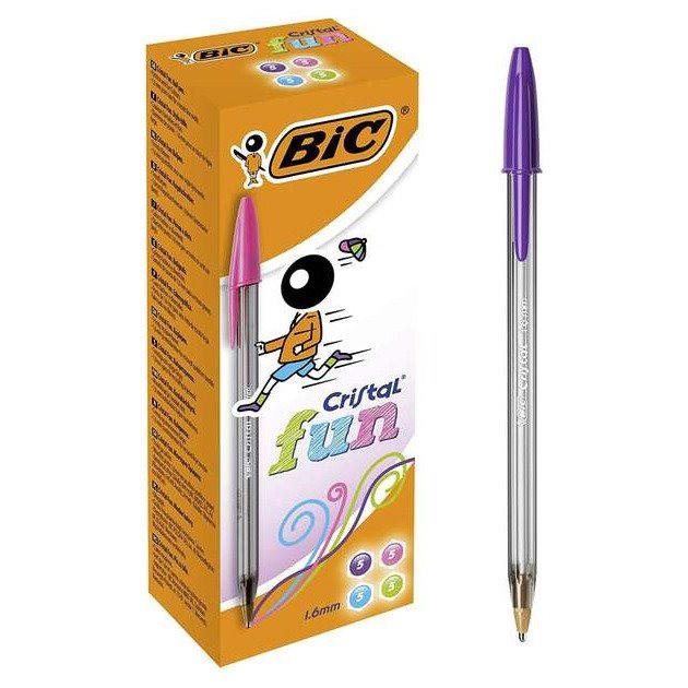 Pack 20 esferográficas Bic Cristal Fun cores sortidas - ponta redonda 1.6mm