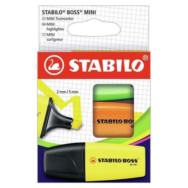 Pack 3 marcadores fluorescentes Stabilo Boss Mini