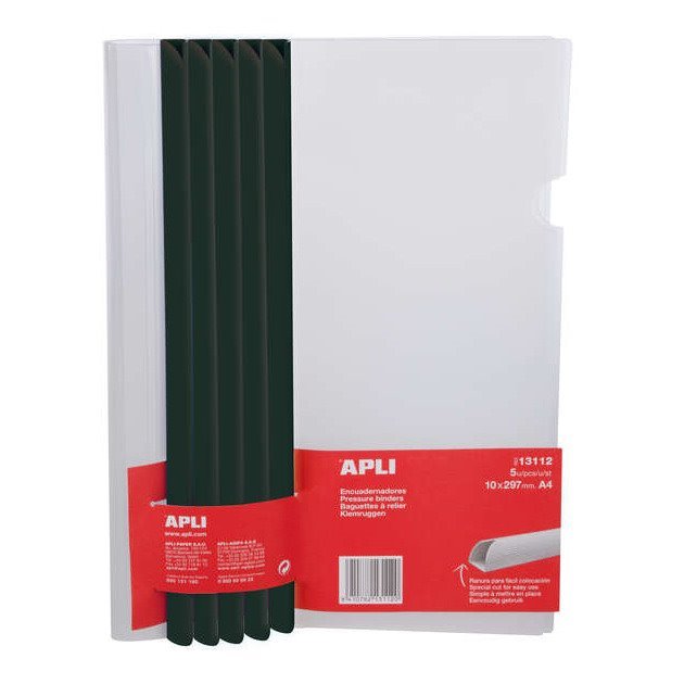 Pack de 5 baguetes com capa transparente / até 100 folhas / preto