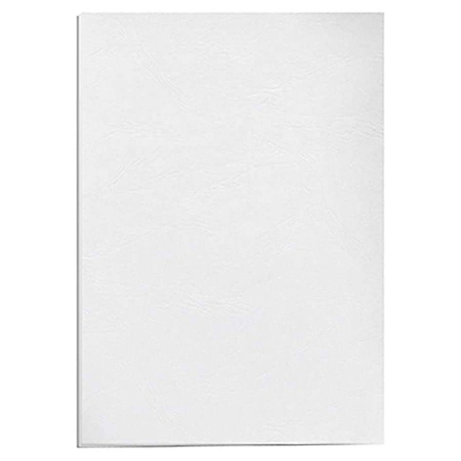 Pack de 100 capas de encadernação Fellowes – cartão simil pele delta couro / A4 / 250 g / branco