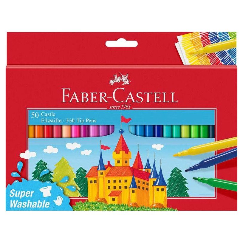 Pack 50 Canetas de feltro Faber-Castell - Ponta fina