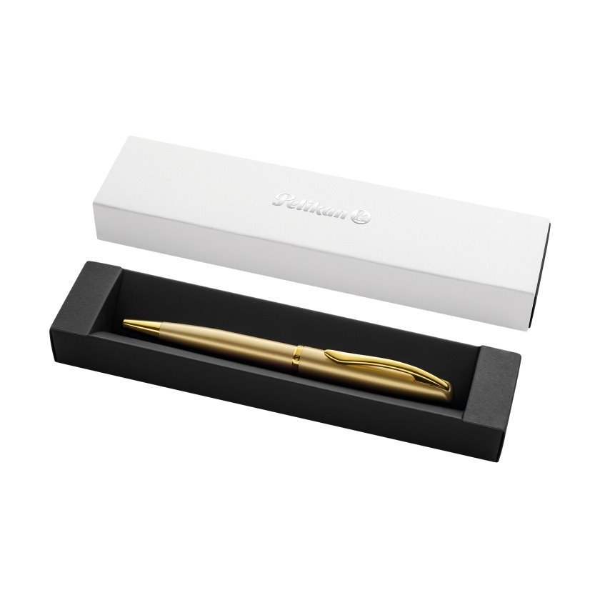 Esferográfica Retrátil Pelikan Jazz Noble - Traço 1 mm / Detalhes Cromados / Dourada