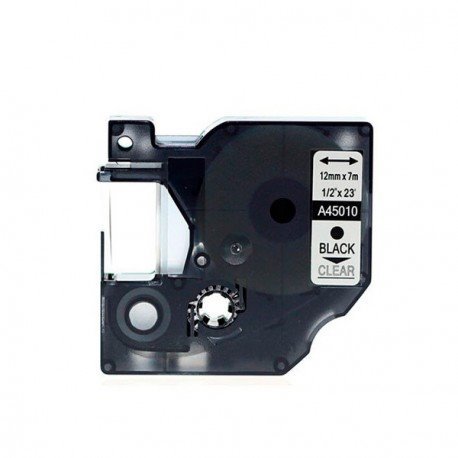 Fita compatível Dymo D1 45010 preto / transparente - 12mm x 7m (S0720500)