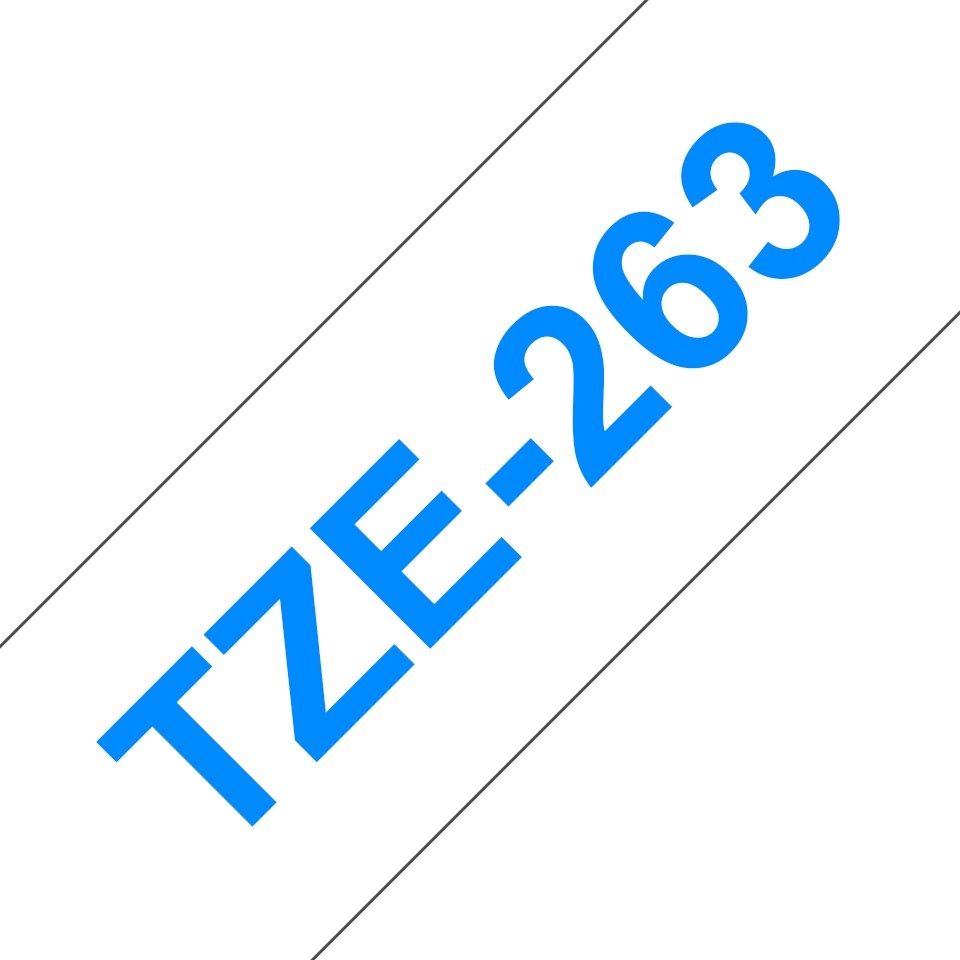 Fita laminada compatível Brother tze263 - texto azul / fundo branco - 36mm x 8m