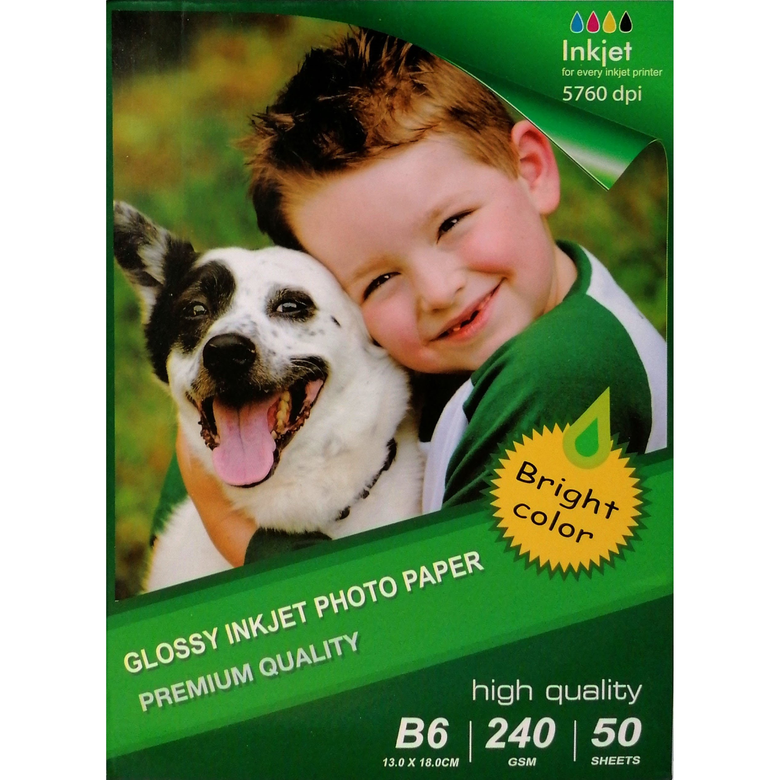 Papel Fotográfico Jato de Tinta B6 Brilhante (240g / 50 folhas)