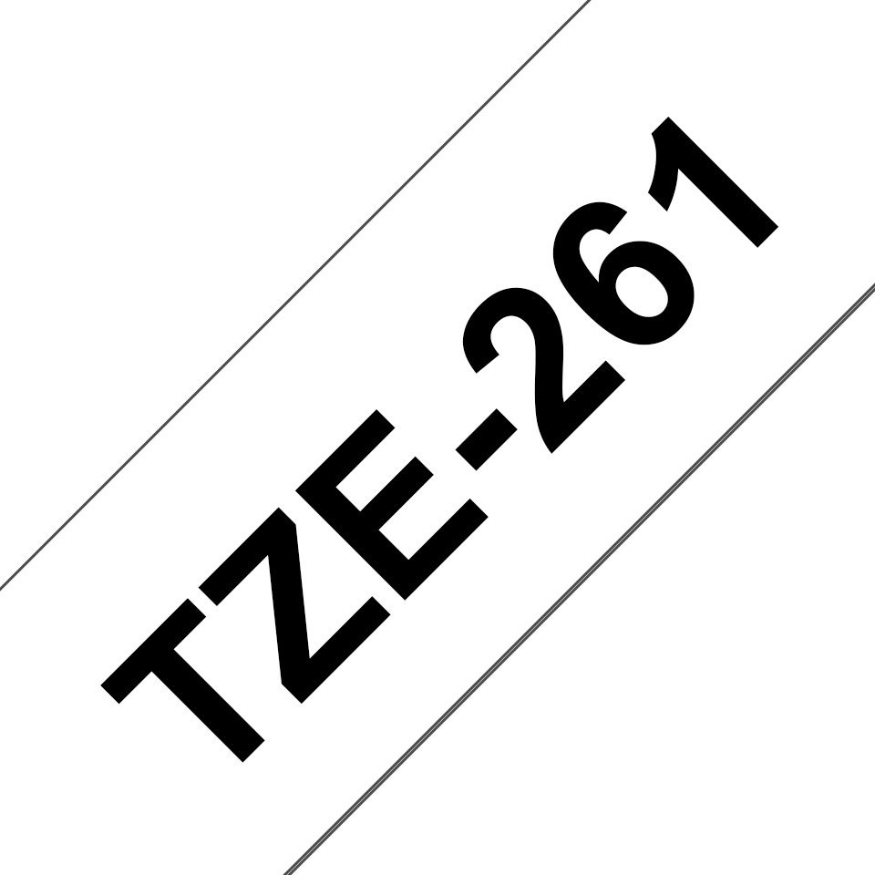 Fita laminada compatível Brother tze261 - texto preto / fundo branco - 36mm x 8m