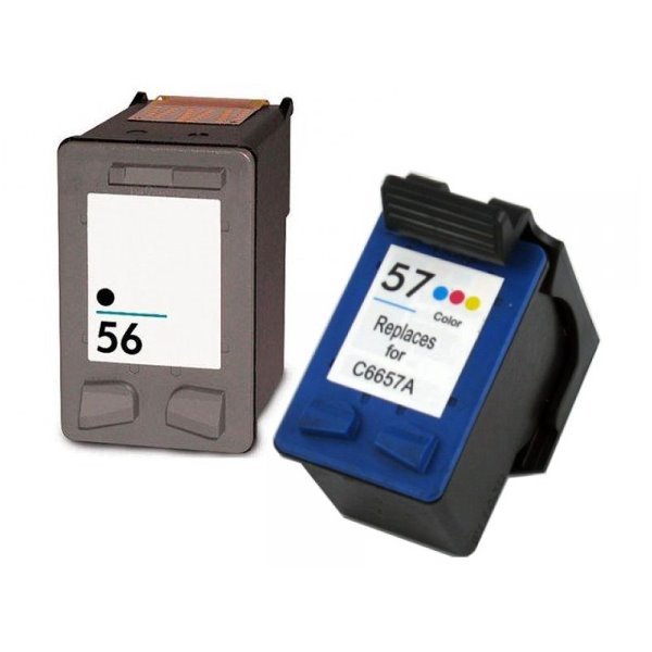 Pack 2 Tinteiros compatíveis Hp 56 preto + Hp 57 cores