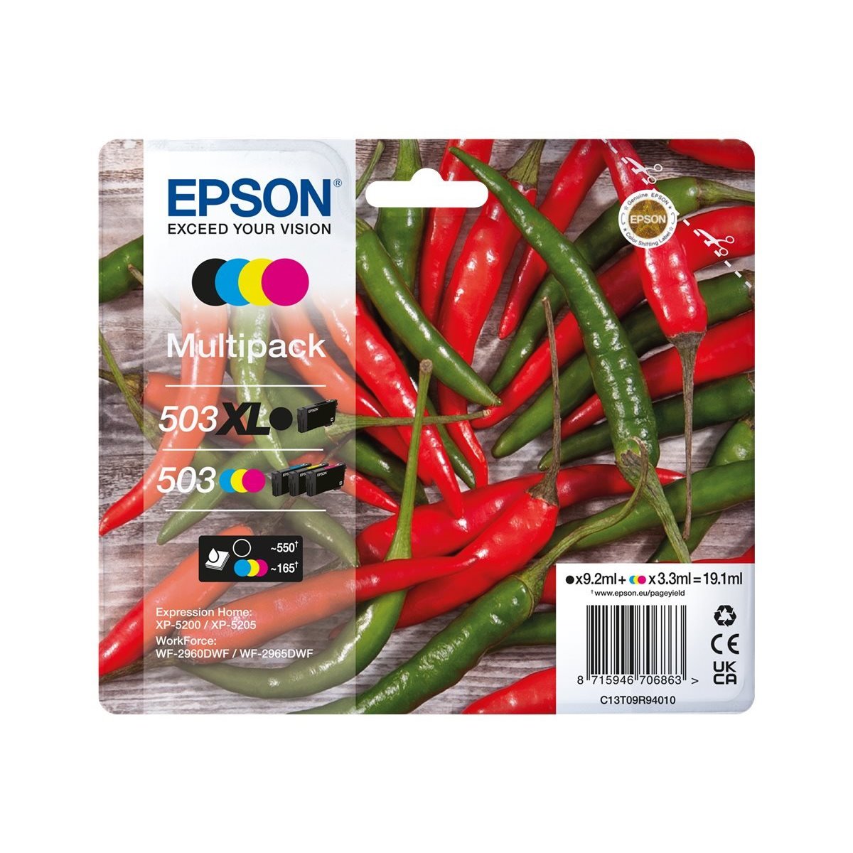 Pack 4 tinteiros originais Epson 503XL / 503 (C13T09R94010)