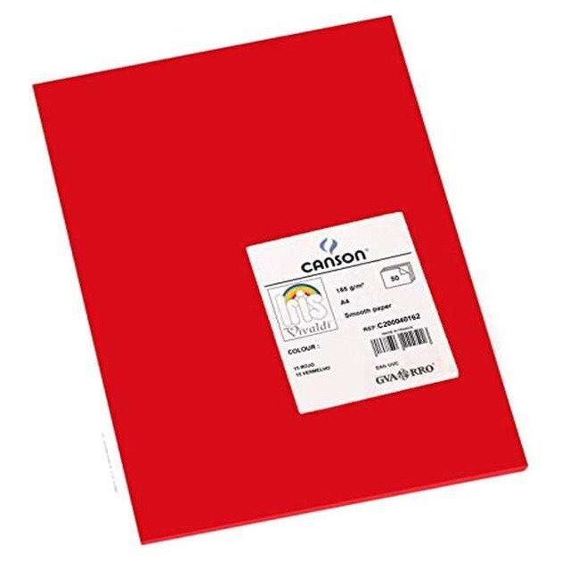 Pack de 50 Cartolinas Canson Iris - 185 g/m2 / A4 / Vermelho