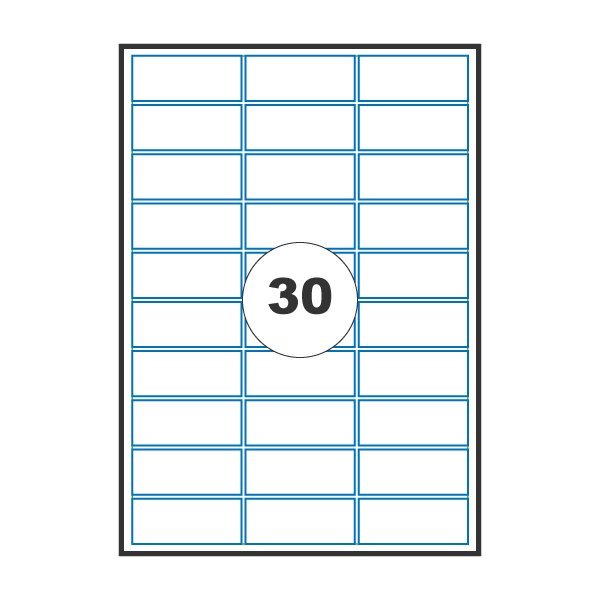 Etiquetas autocolantes 70x29,7mm A4/165g mate (100 folhas / 30 por folha)