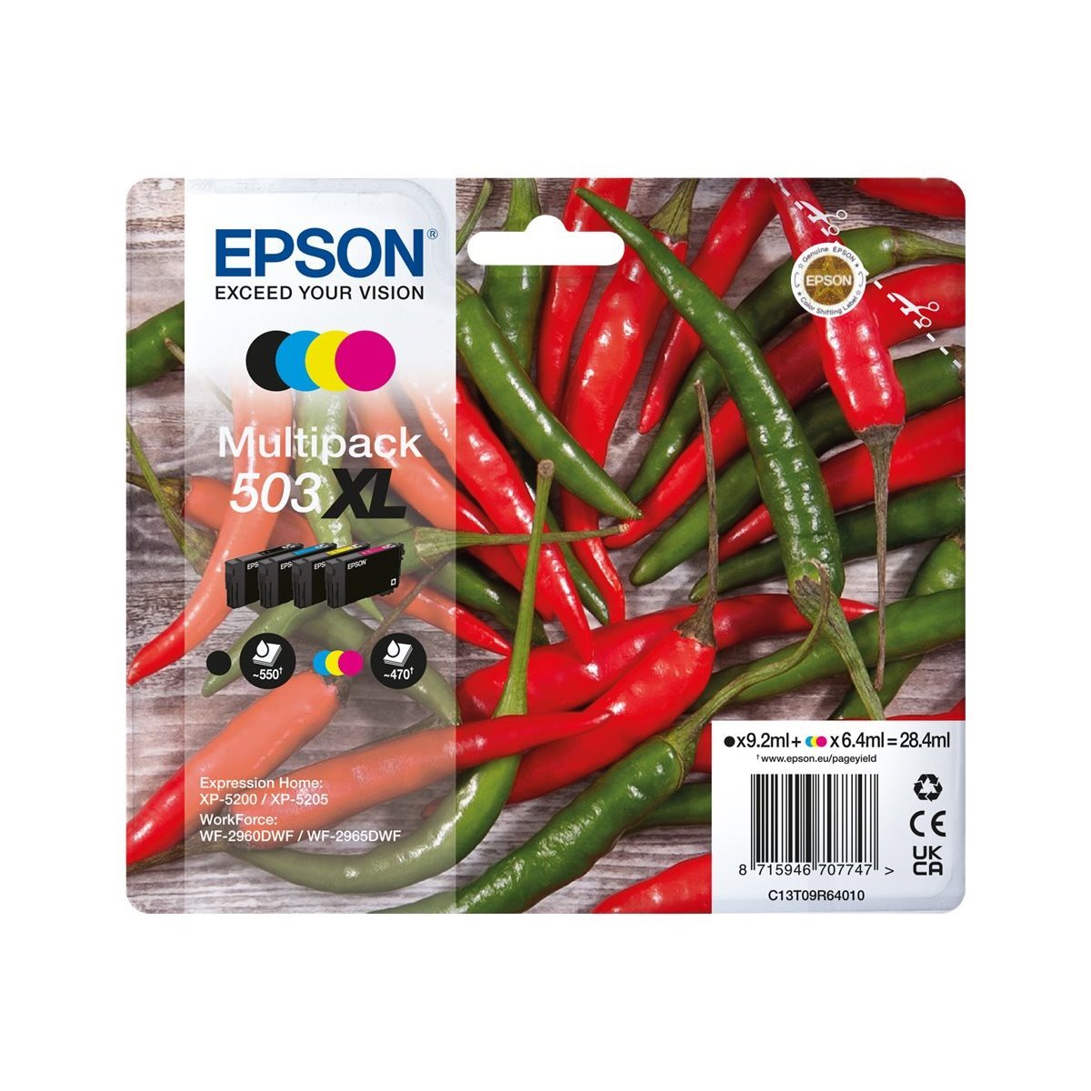 Pack 4 tinteiros originais Epson 503XL (C13T09R64010)