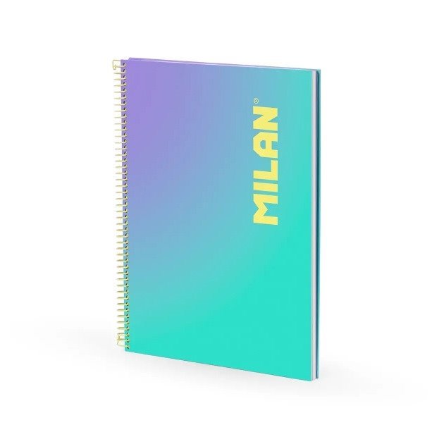 Caderno pautado Milan Sunset - Espiral / A4 / 90 folhas / Turquesa e Violeta