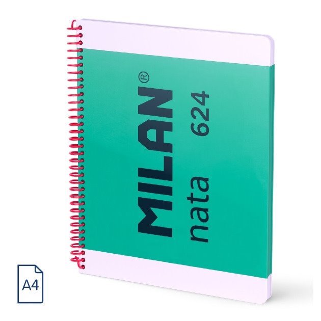 Caderno pautado Milan Nata 624 - Espiral / A4 / 80 folhas / Verde