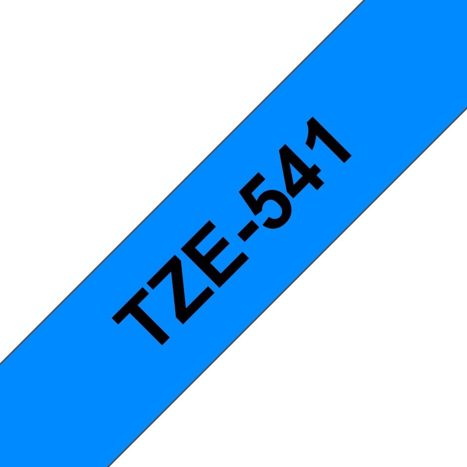 Fita laminada compatível Brother tze541 - texto preto / fundo azul - 18mm x 8m