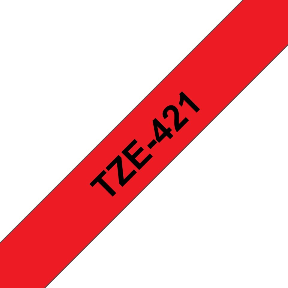 Fita laminada compatível Brother tze421 - texto preto / fundo vermelho - 9mm x 8m